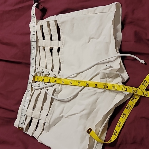 Y2K VINTAGE Birdcage adjustable waist Couture white sexy shorts swim coverup - Picture 5 of 7